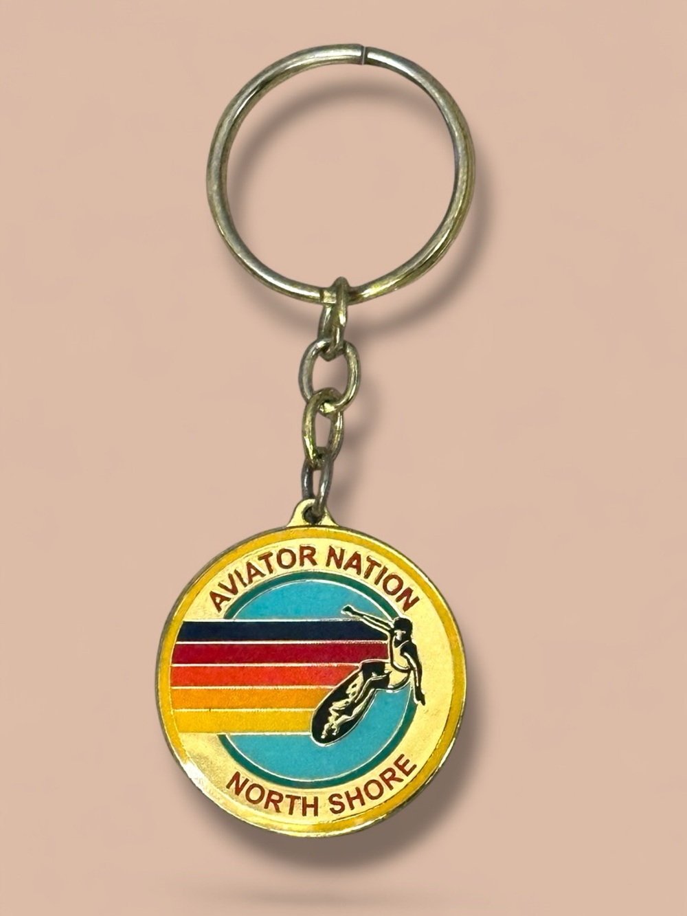🌈Aviator Nation North Shore keychain gold hard wear solid medallion